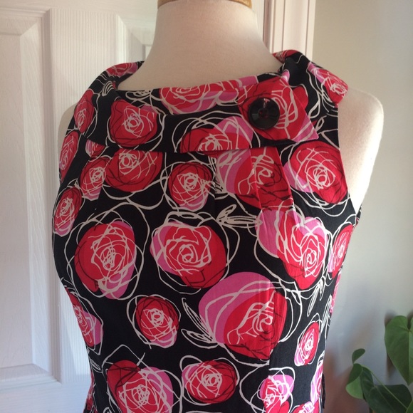 Karin Stevens Retro Rockabilly Black Rose Dress 8p - Picture 3 of 8